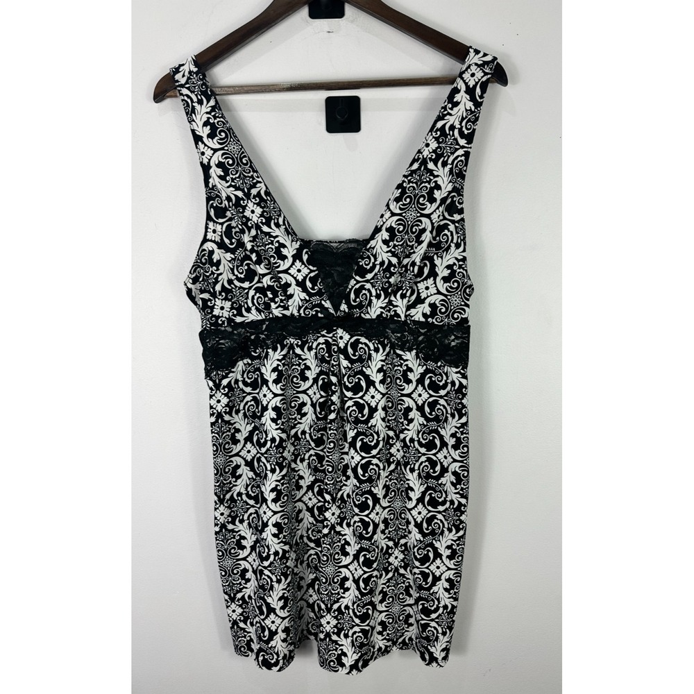 Linea Donatella Babydoll Mini Dress Womens‎ Large Black White Lace Y2K Romantic